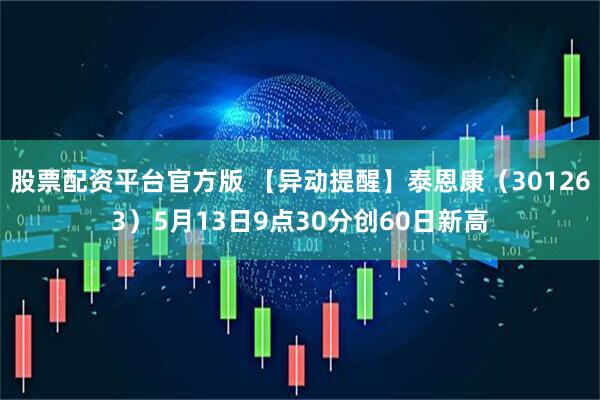 股票配资平台官方版 【异动提醒】泰恩康（301263）5月13日9点30分创60日新高